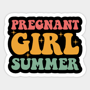 Pregnant Girl Summer Baby Shower Pregnancy Reveal Retro Vintage Sticker